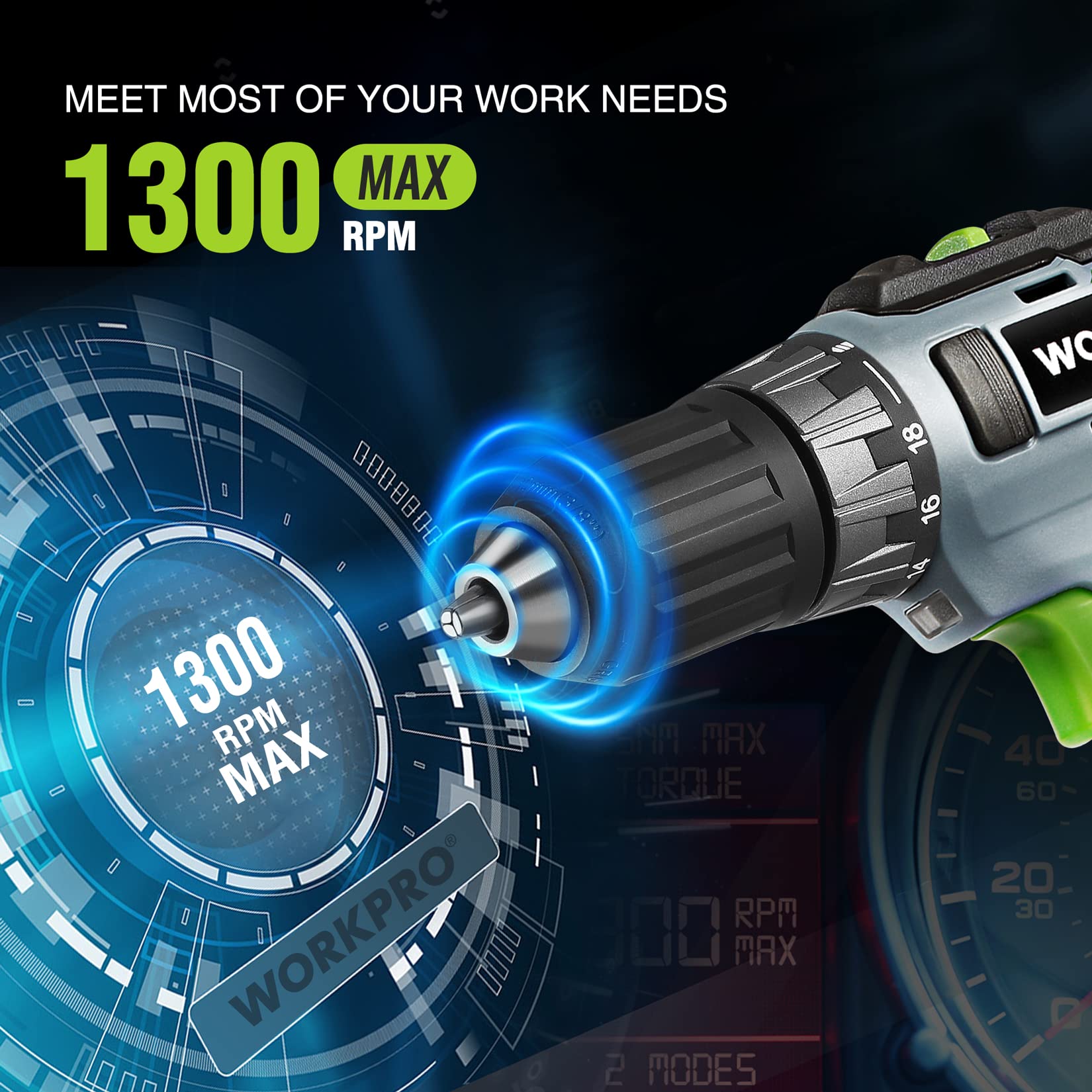 Foto 4 pulgar | Taladro Inalámbrico Workpro 20v 2.0ah con Cargador y Bolsa - Venta Internacional