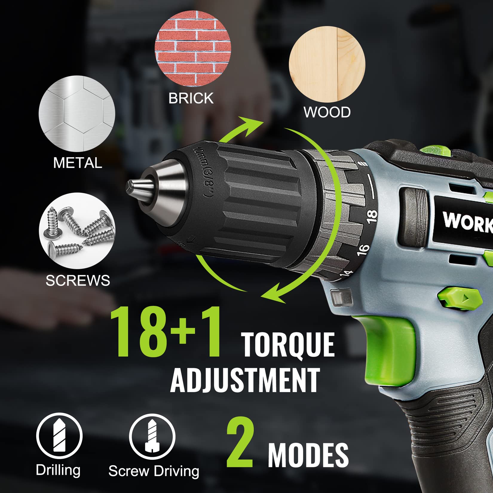 Foto 5 pulgar | Taladro Inalámbrico Workpro 20v 2.0ah con Cargador y Bolsa - Venta Internacional