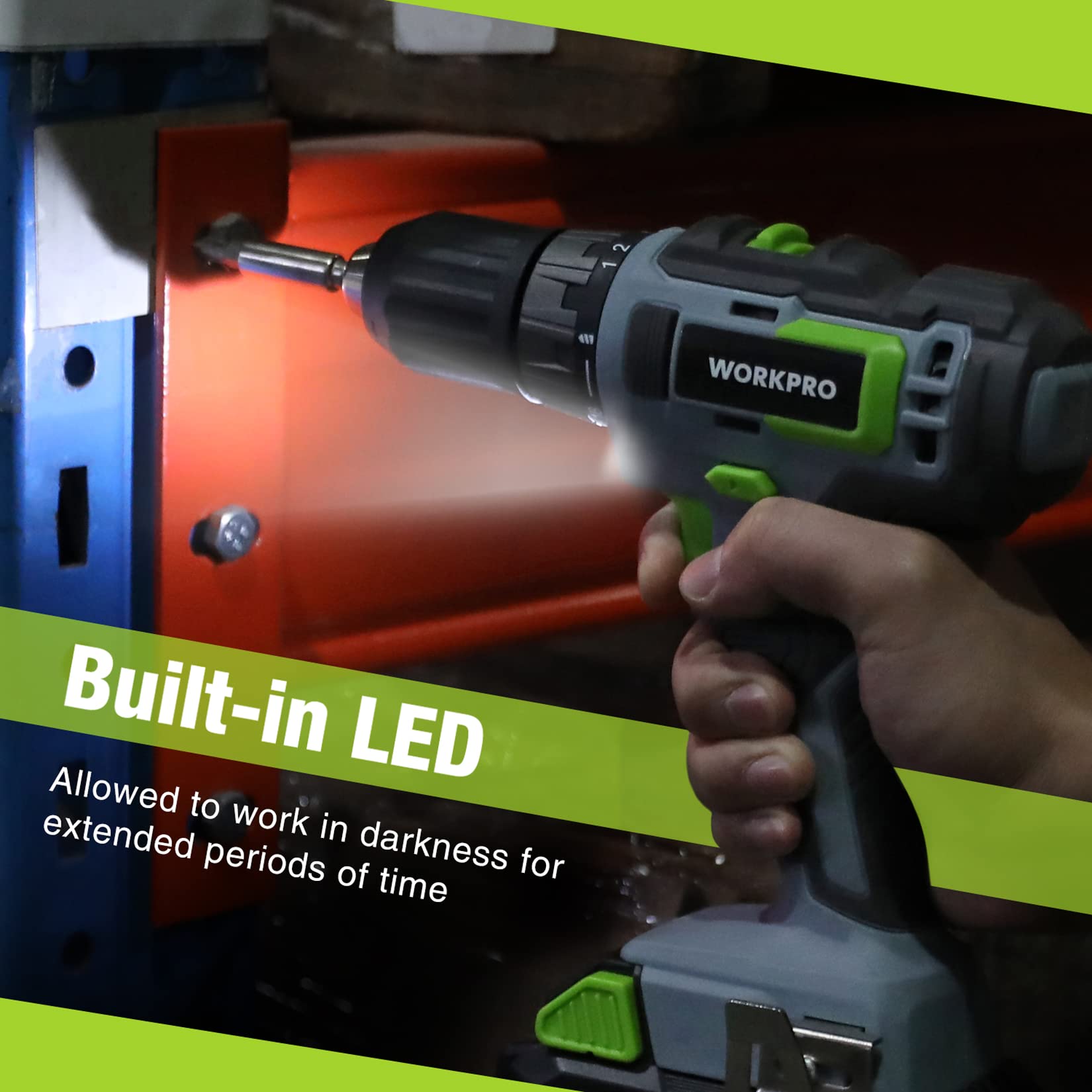 Foto 7 pulgar | Taladro Inalámbrico Workpro 20v 2.0ah con Cargador y Bolsa - Venta Internacional