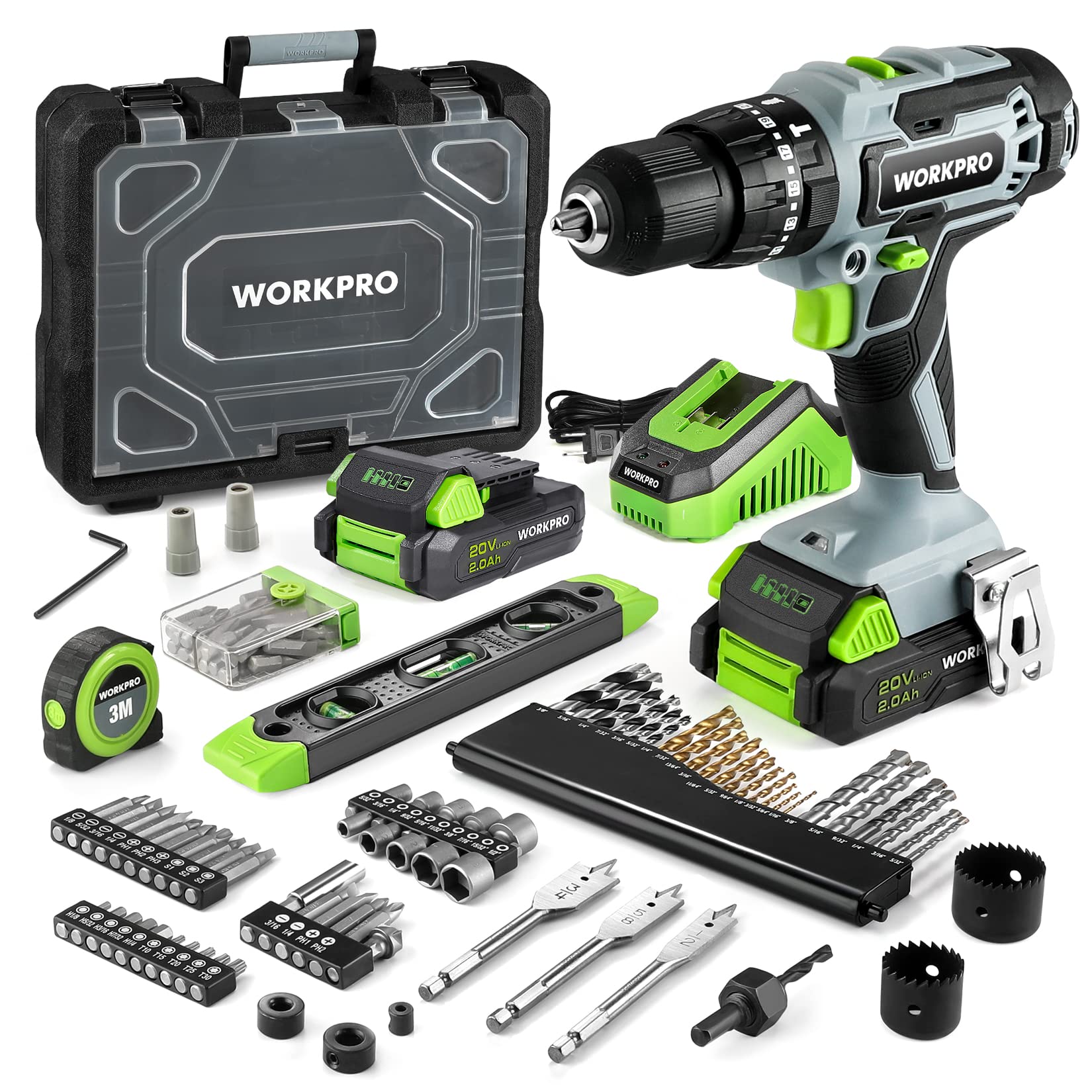 Foto 1 | Juego de Destornilladores Inalámbricos Workpro 20 V Máximo con 102 Accesorios - Venta Internacional