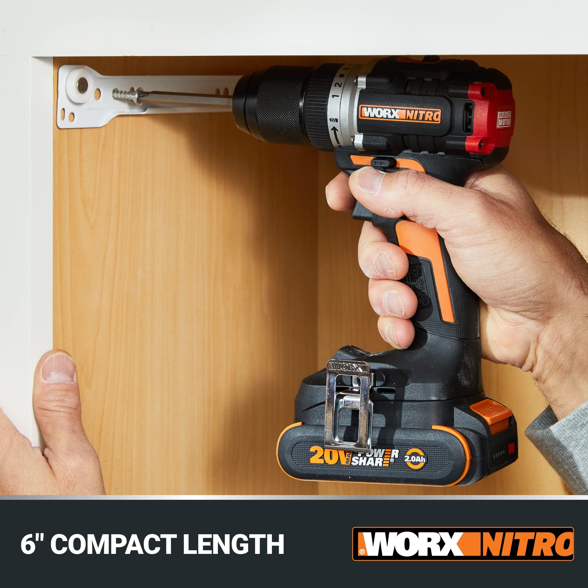 Foto 4 pulgar | Taladro Inalámbrico Worx Nitro 20v 1/2'' con Motor sin Escobillas - Venta Internacional