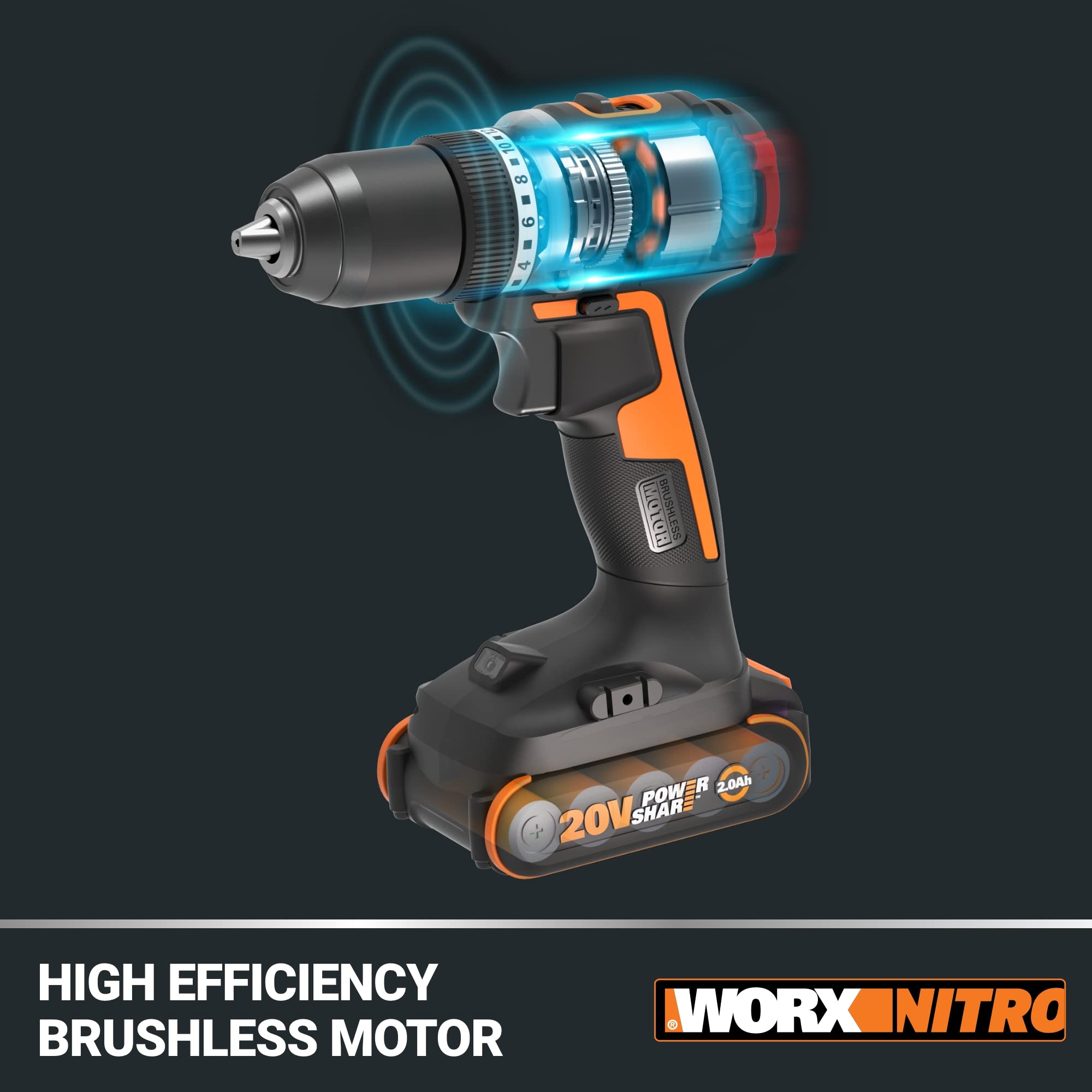 Foto 5 pulgar | Taladro Inalámbrico Worx Nitro 20v 1/2'' con Motor sin Escobillas - Venta Internacional