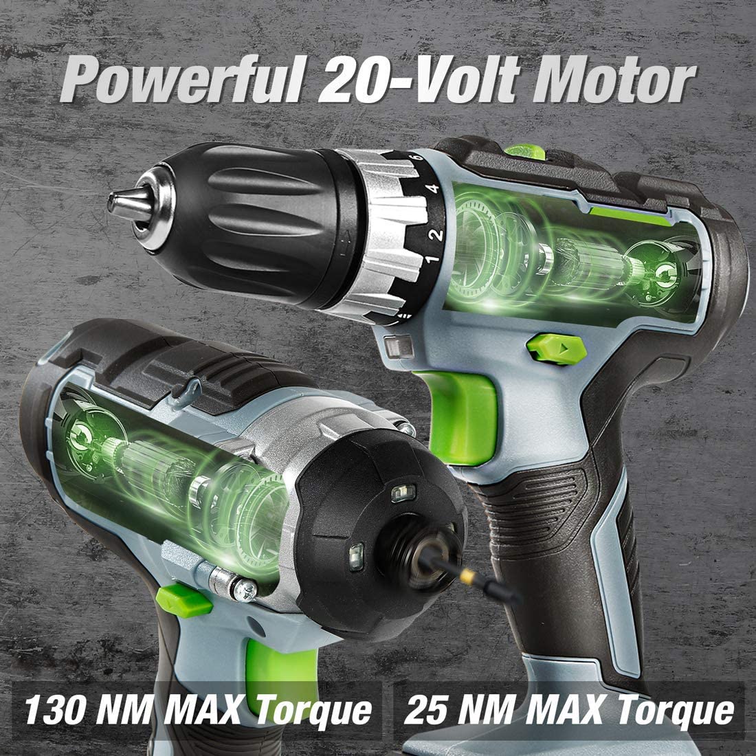 Foto 3 pulgar | Kit Combinado de Taladro Inalámbrico Workpro de 20 V con Taladro/Destornillador de Impacto - Venta Internacional