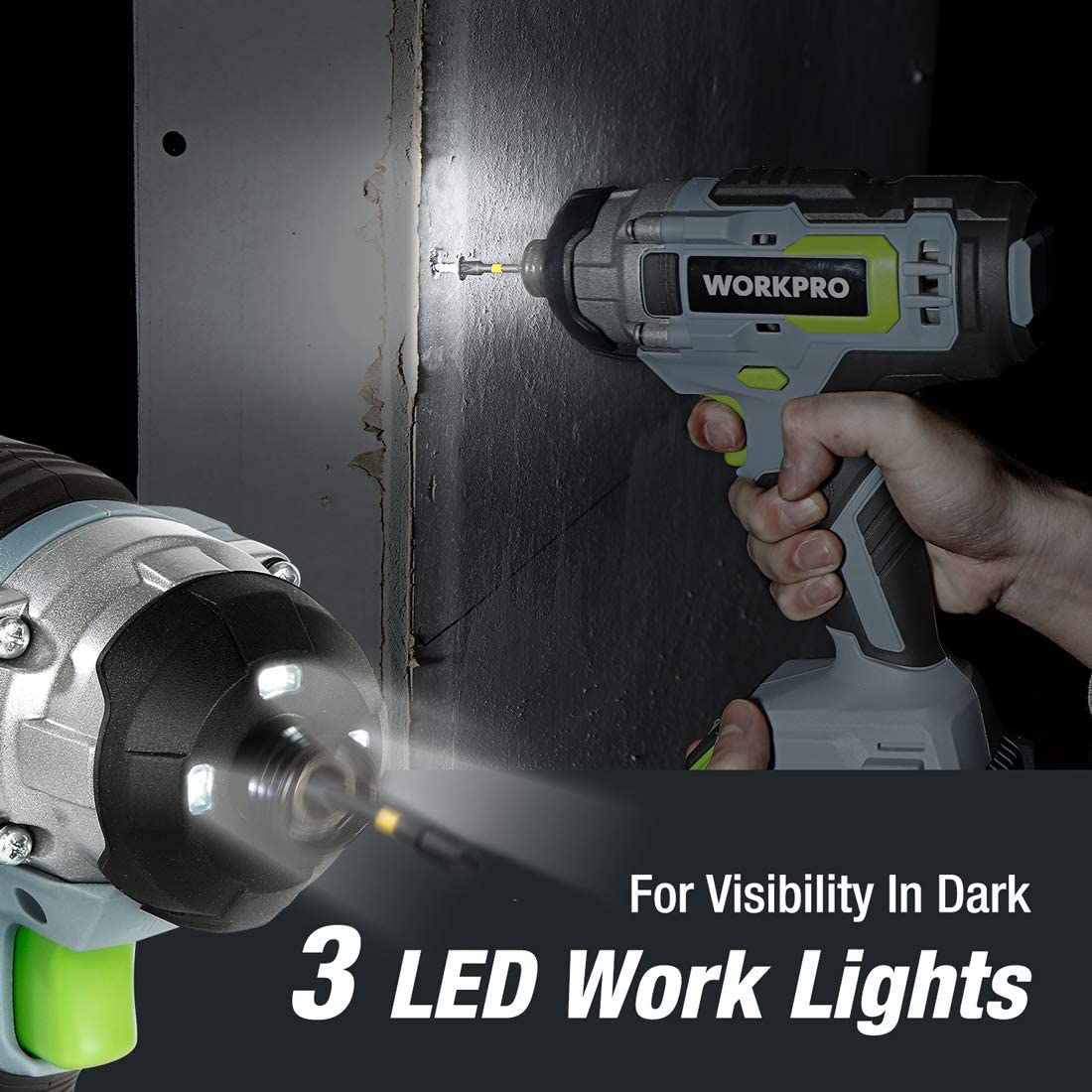 Foto 6 pulgar | Kit Combinado de Taladro Inalámbrico Workpro de 20 V con Taladro/Destornillador de Impacto - Venta Internacional
