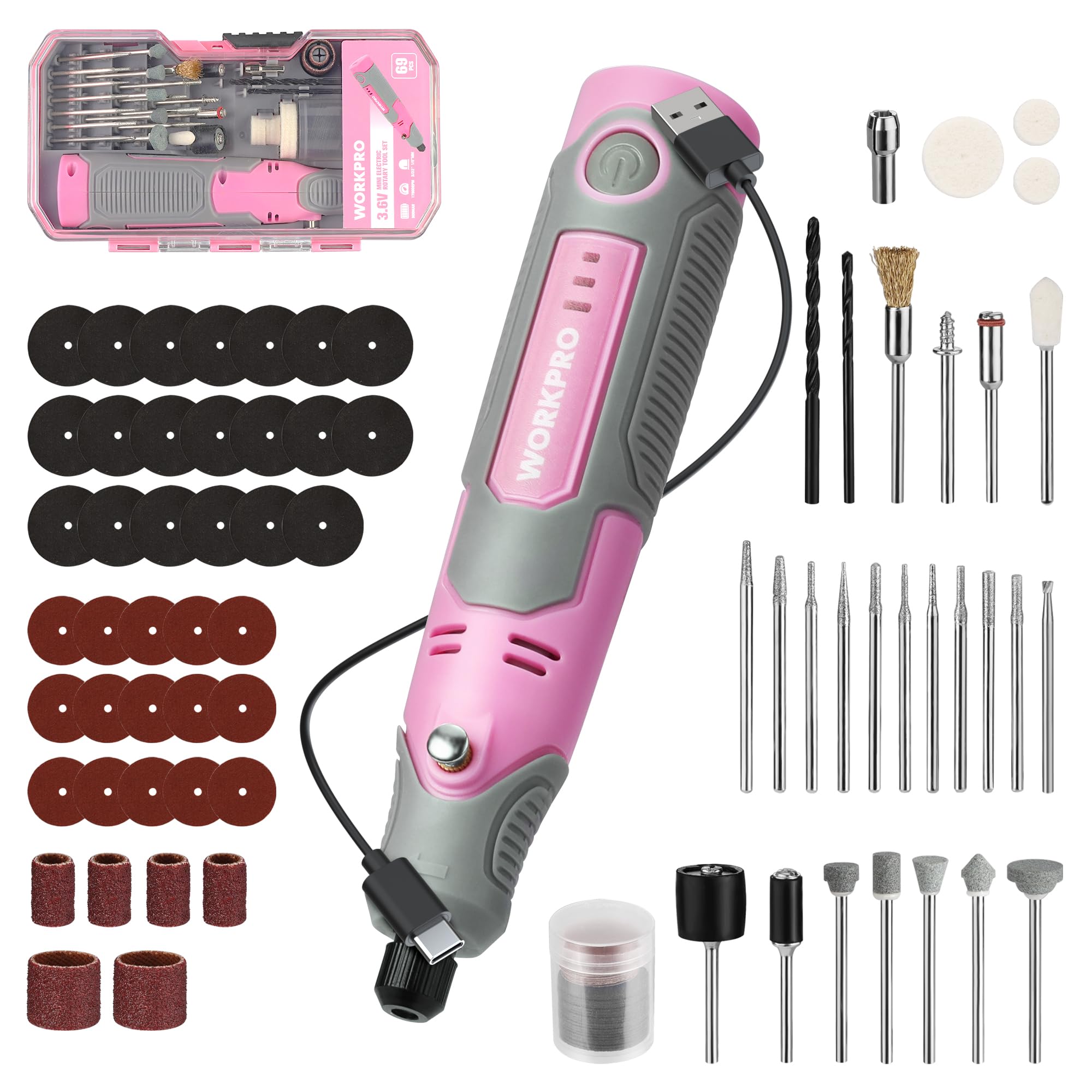 Foto 2 pulgar | Kit de Herramientas Rotativas Inalámbricas Workpro 3.6 V con 71 Piezas de Accesorios - Venta Internacional
