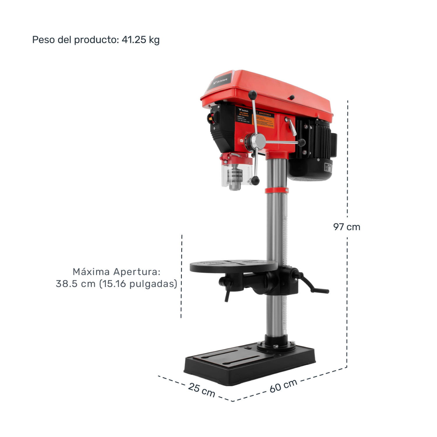 Foto 6 | Taladro de Banco 3/4 Industrial Columna Prensa Piso 750w 1HP Gutstark Home