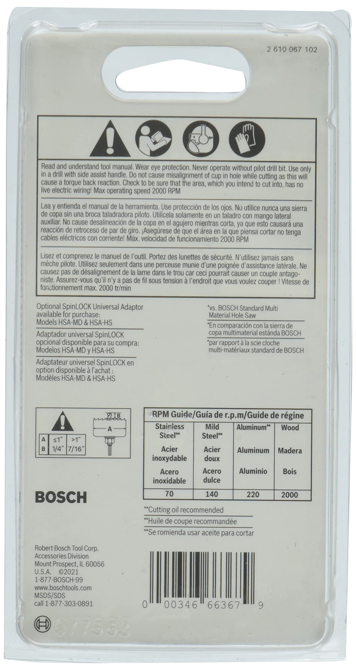 Foto 3 pulgar | Sierra Perforadora Bosch Hbt236 Bimetálica con Ranura en T de 60 Mm - Venta Internacional