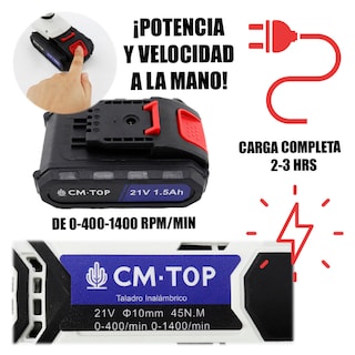 Foto 4 | Juego de Taladro Eléctrico Inalámbrico Portátil CM-TOP