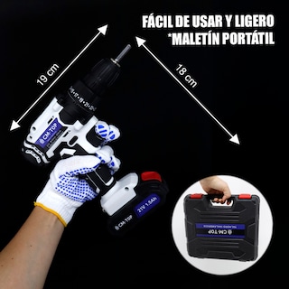 Foto 6 | Juego de Taladro Eléctrico Inalámbrico Portátil CM-TOP
