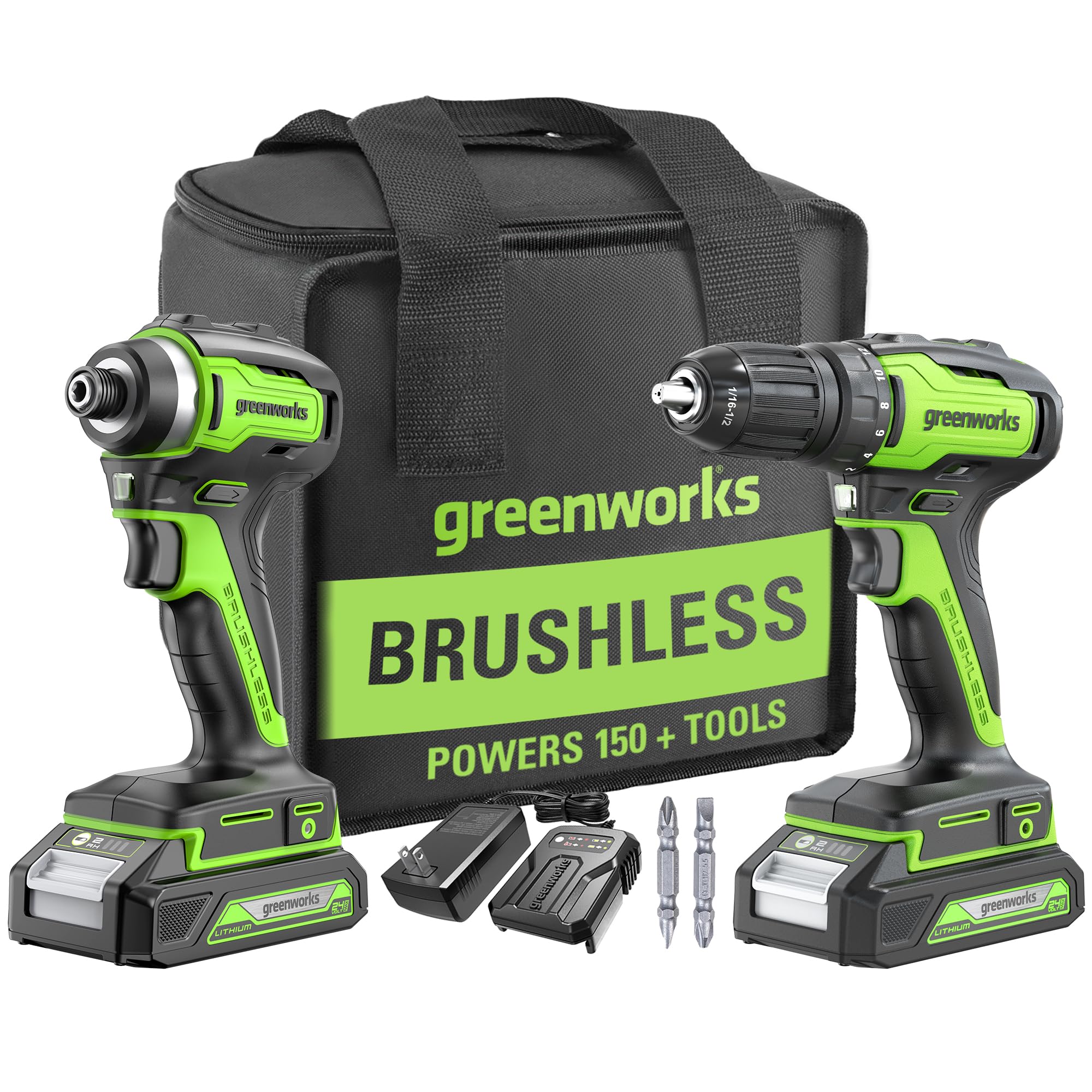 Foto 2 pulgar | Taladros Eléctricos Greenworks Inalámbrico de 24 v con Maletín-Venta Internacional