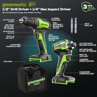Foto 3 | Taladros Eléctricos Greenworks Inalámbrico de 24 v con Maletín-Venta Internacional