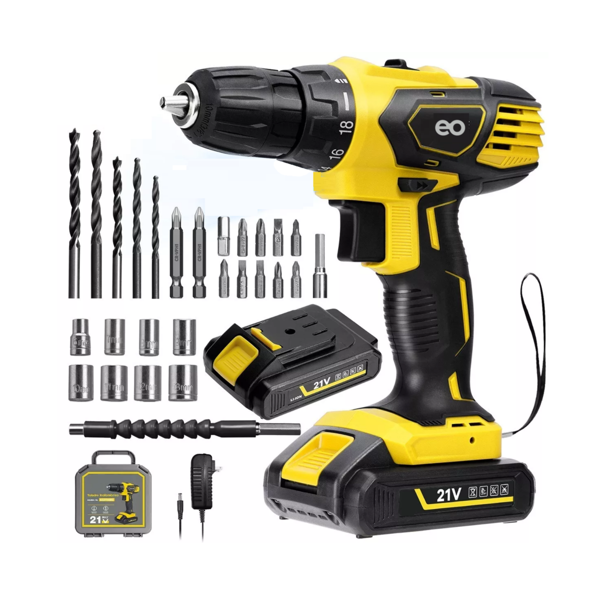 Foto 1 | Taladro Atornillador Eo Safe Imports Esi-5938-1 Amarillo con 32 Piezas