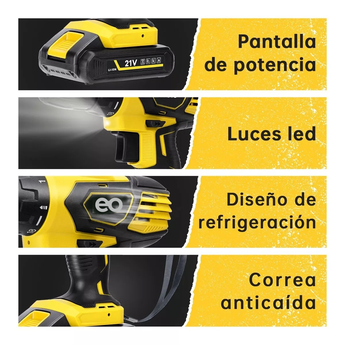 Foto 4 pulgar | Taladro Atornillador Eo Safe Imports Esi-5938-1 Amarillo con 32 Piezas