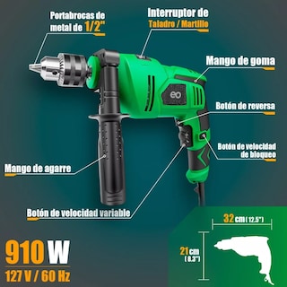 Foto 3 | Taladro Rotomartillo 910w Eo Safe Imports Esi-7047-1 Verde
