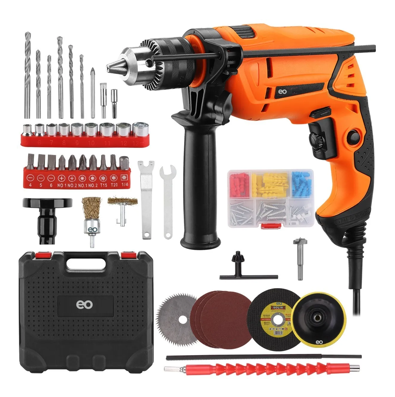 Foto 3 pulgar | Kit Taladro Rotomartillo 1/2 650w Eo Safe Imports Esi-2412.1 Naranja