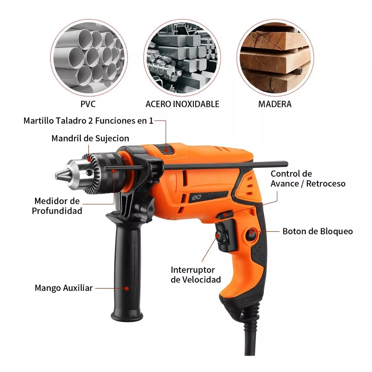 Foto 4 pulgar | Taladro Rotomartillo Eo Safe Imports Esi-5940 Naranja