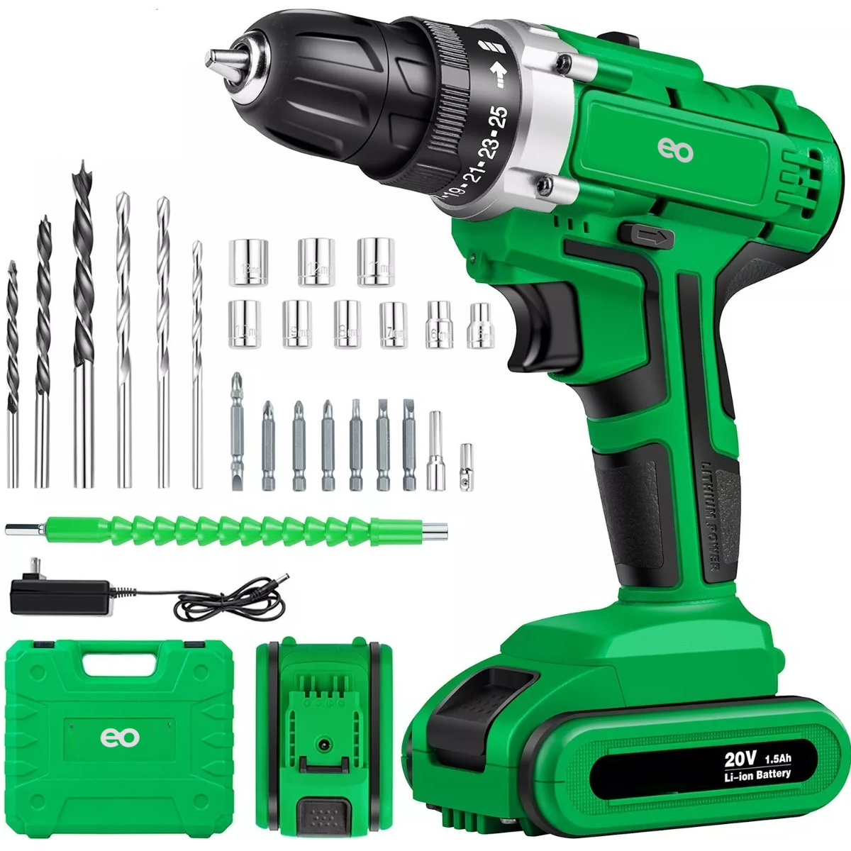 Language Set Taladro Atornillador 1 Batería Eo Safe Imports Esi-5167-1 Verde