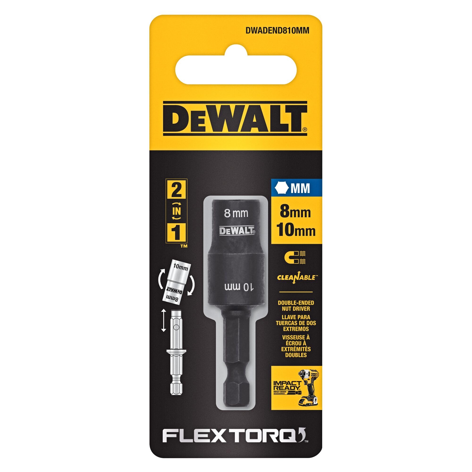 Foto 5 pulgar | Enchufe y Extensión Corta 2 en 1 Dewalt Flextorq de 8 y 10 mm - Venta Internacional