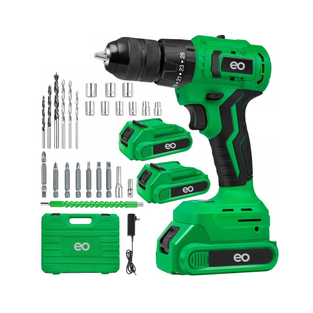 Language Taladro Rotomartillo Sin Carbones Inalámbrico 20v 2 Baterías Eo Safe Imports Esi-5409-1 Verde
