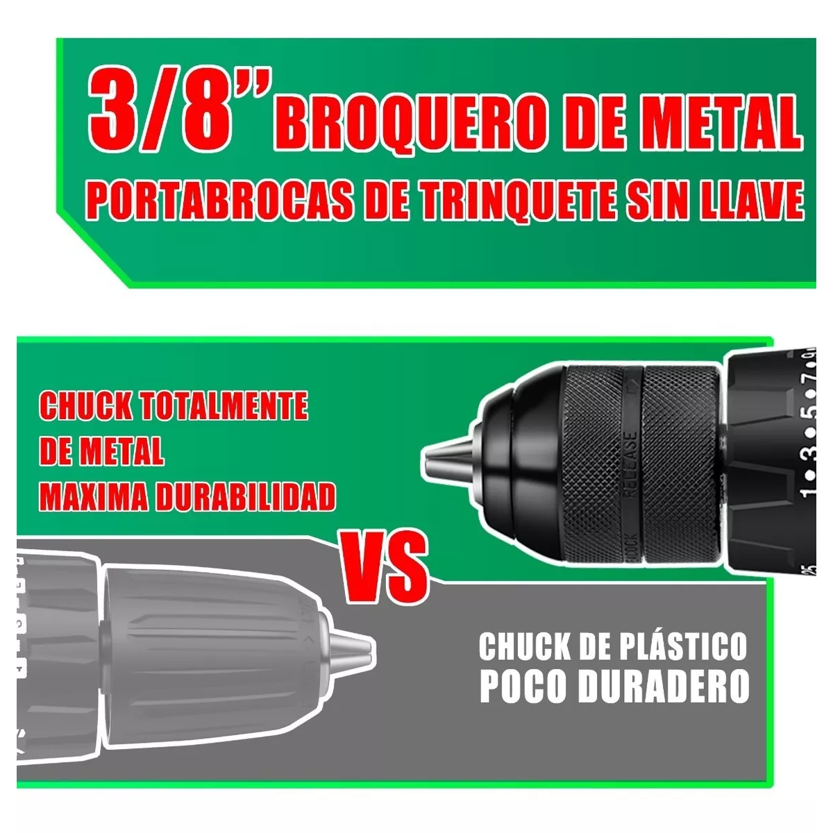 Foto 2 | Language Taladro Rotomartillo Sin Carbones Inalámbrico 20v 2 Baterías Eo Safe Imports Esi-5409-1 Verde
