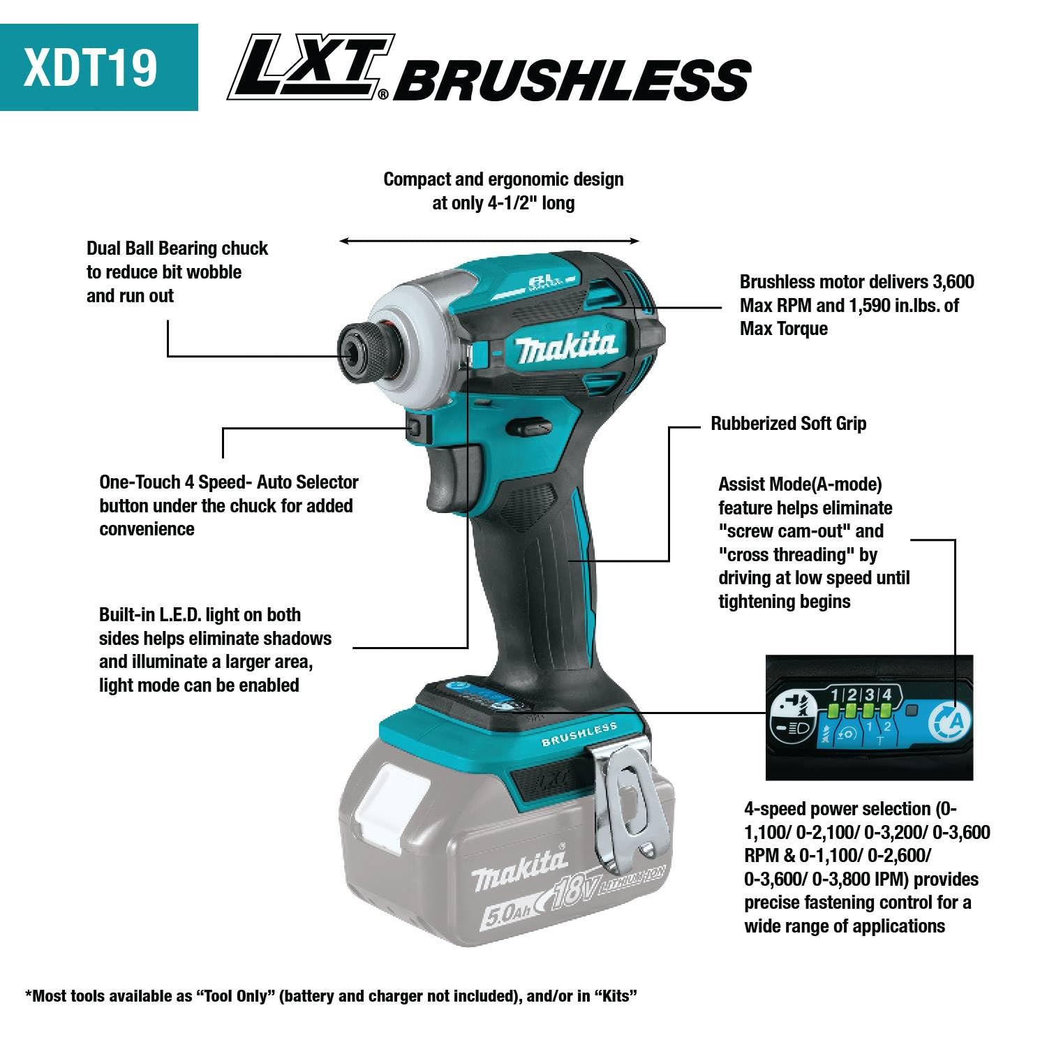 Foto 3 pulgar | Kit de Taladro Makita Xt288t Lxt 18 V Iones de Litio Sin Escobillas 5 Ah - Venta Internacional