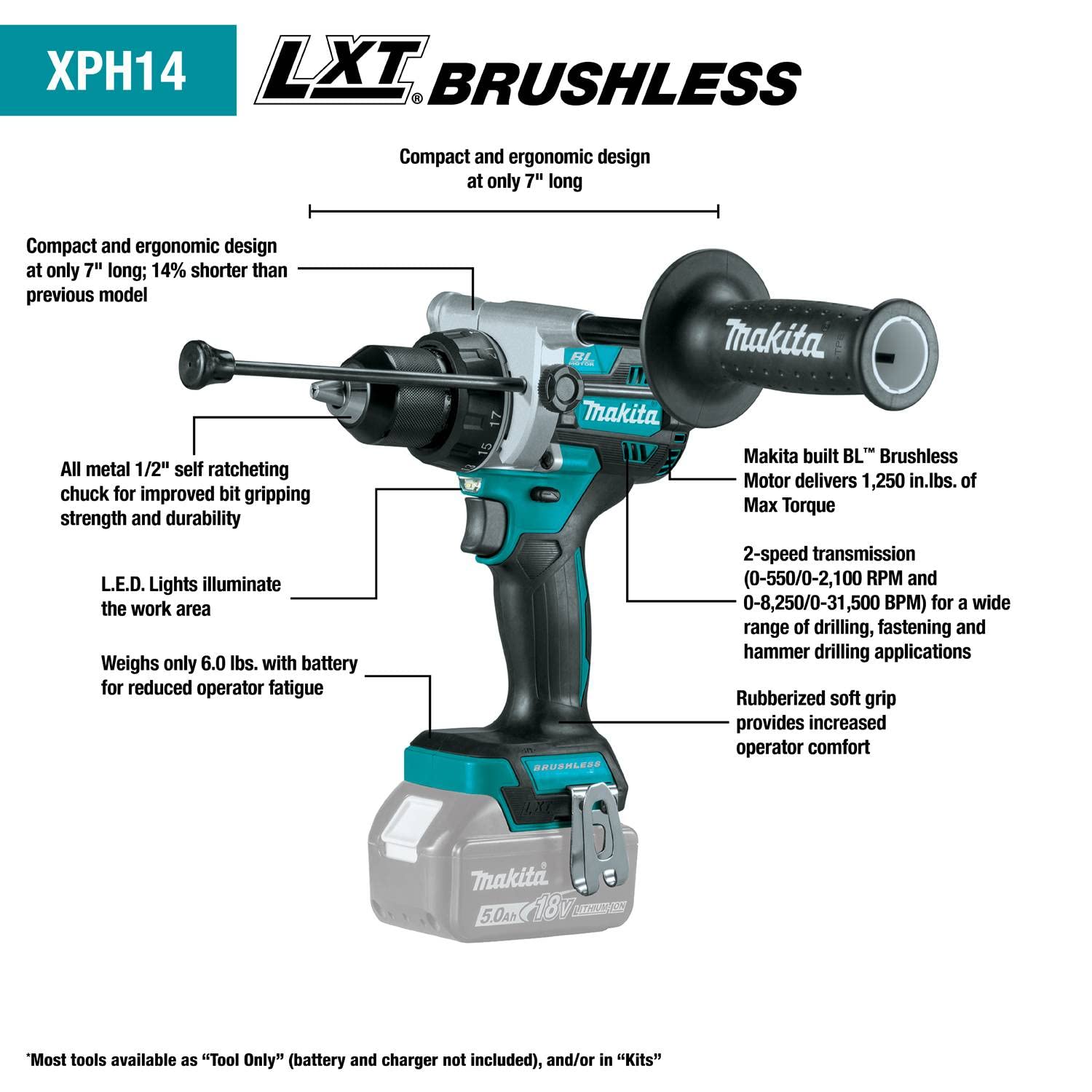 Foto 4 pulgar | Kit de Taladro Makita Xt288t Lxt 18 V Iones de Litio Sin Escobillas 5 Ah - Venta Internacional