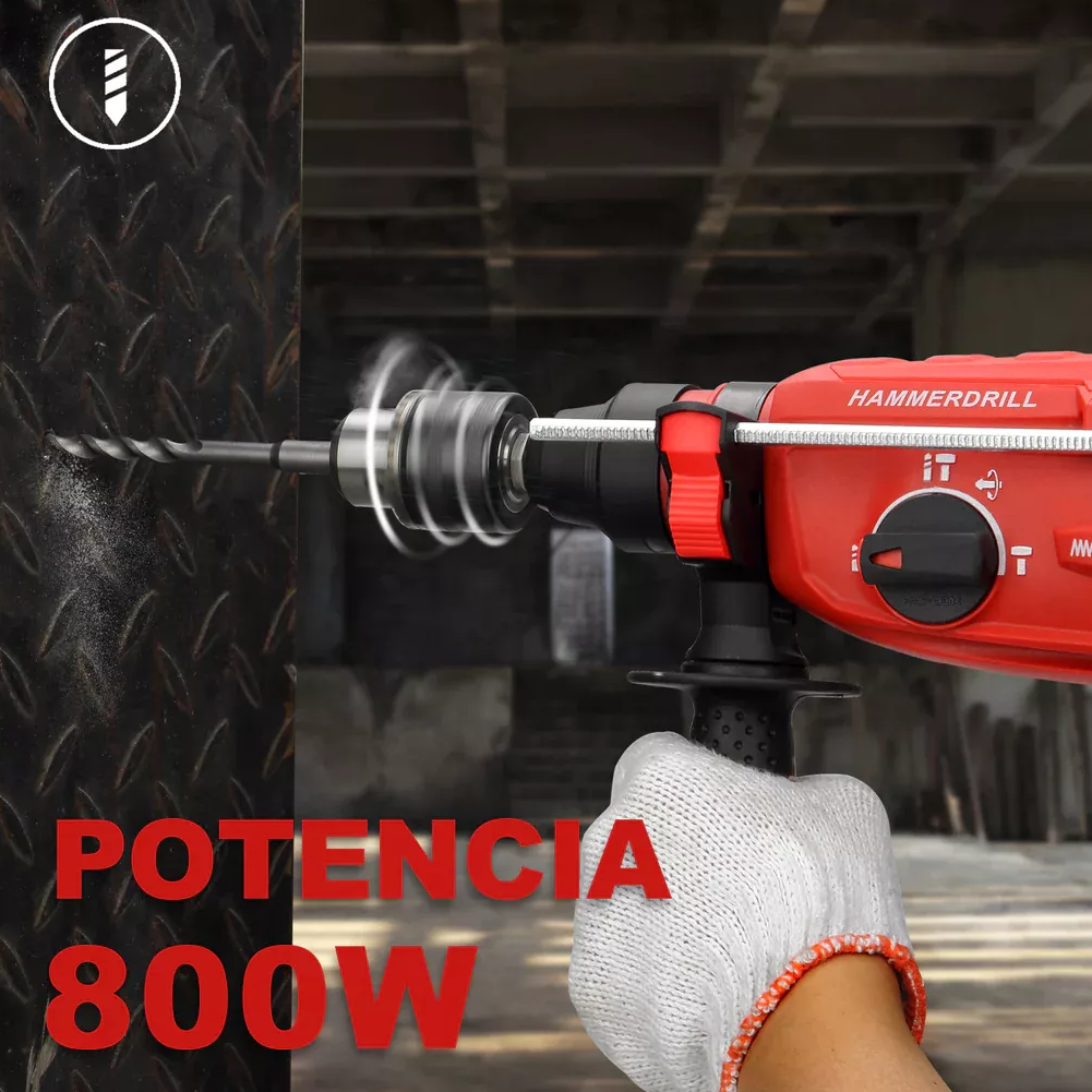 Foto 5 pulgar | Rotomartillo Belug Negro De 800 W Con Accesorios