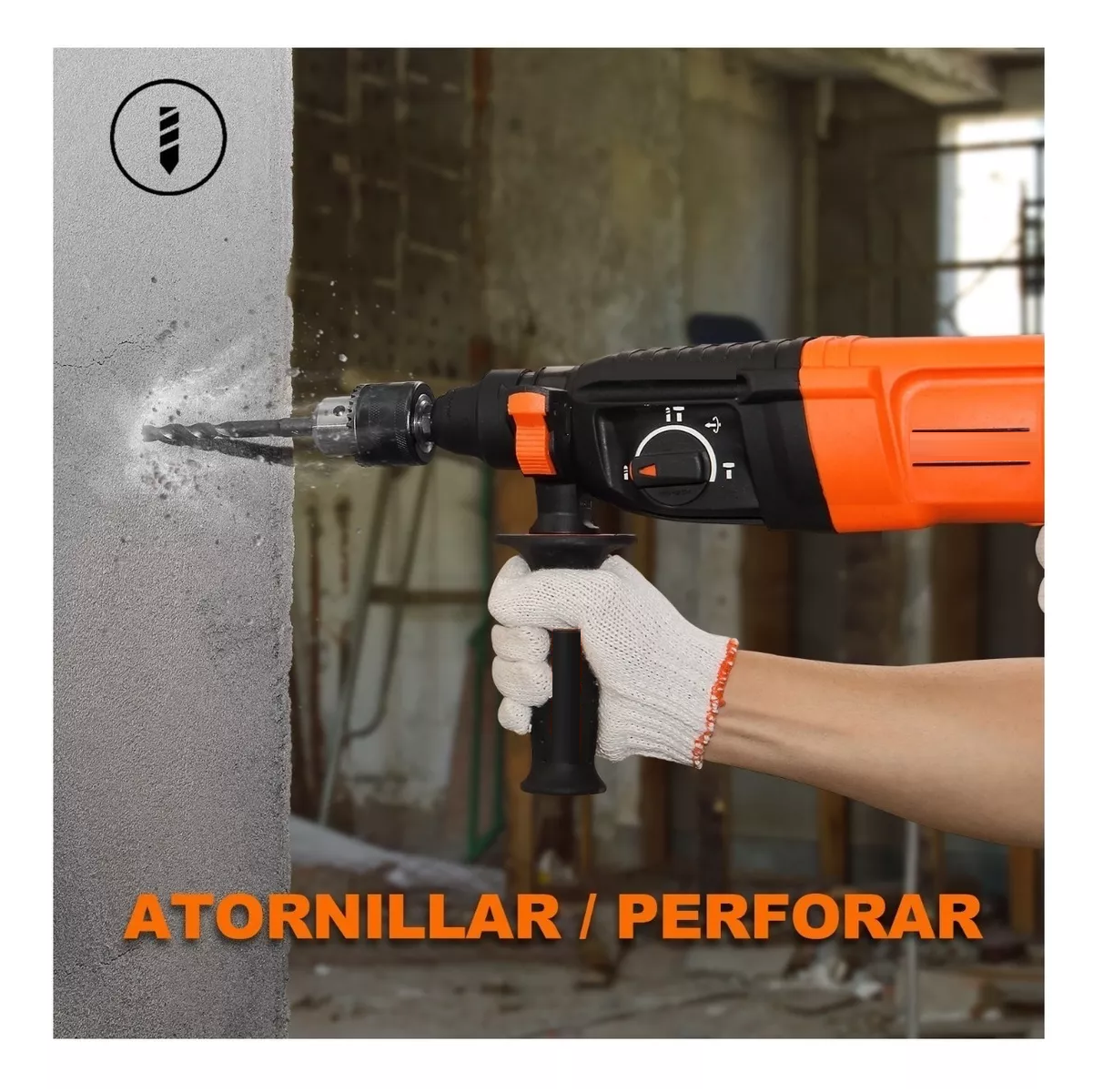 Foto 5 pulgar | Rotomartillo Electroneumático Belug 800w De Potencia, Naranja Y Negro