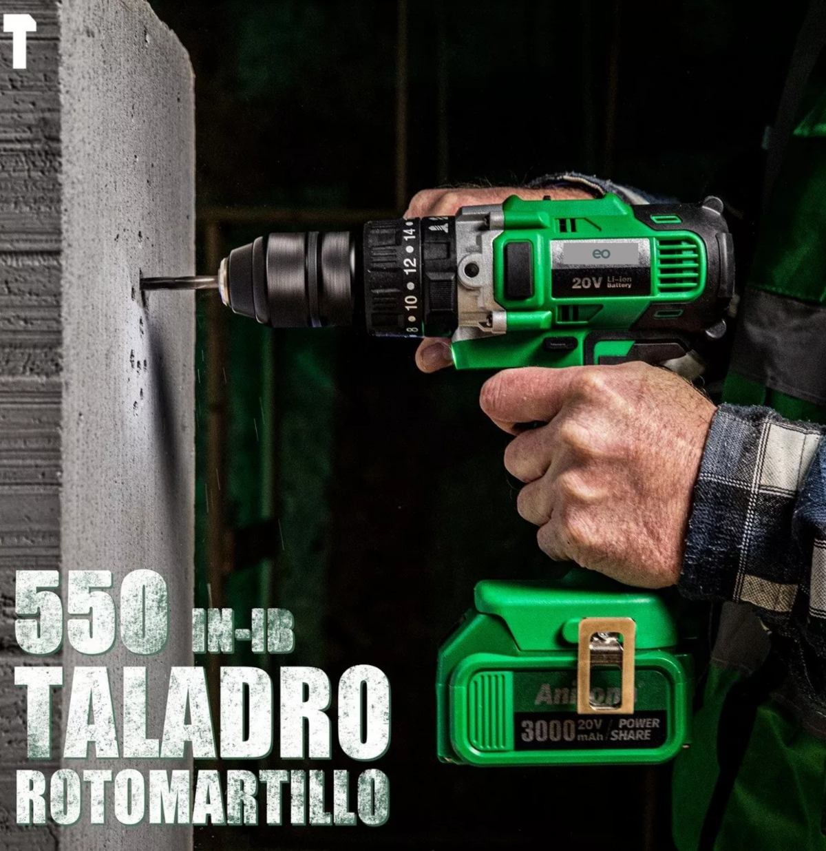 Foto 6 pulgar | Taladro Rotomartillo 1/2'' 3.0ah Eo Safe Imports Esi-7051 Verde
