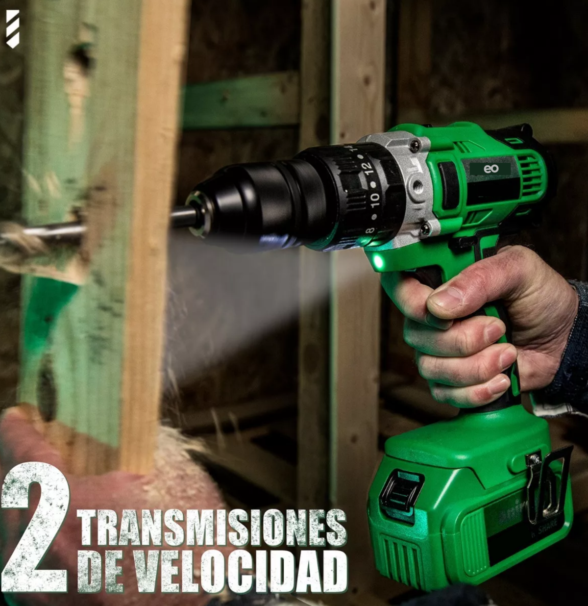 Foto 8 pulgar | Taladro Rotomartillo 1/2'' 3.0ah Eo Safe Imports Esi-7051 Verde