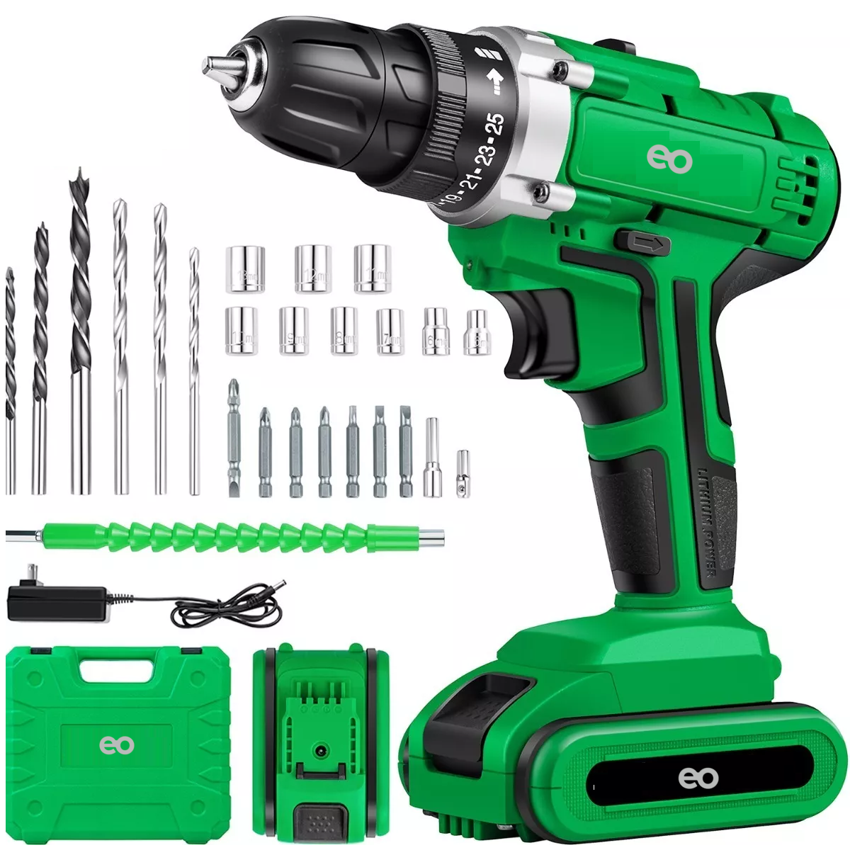 Taladro Atornillador 1 Batería Eo Safe Imports Esi-5396 Verde