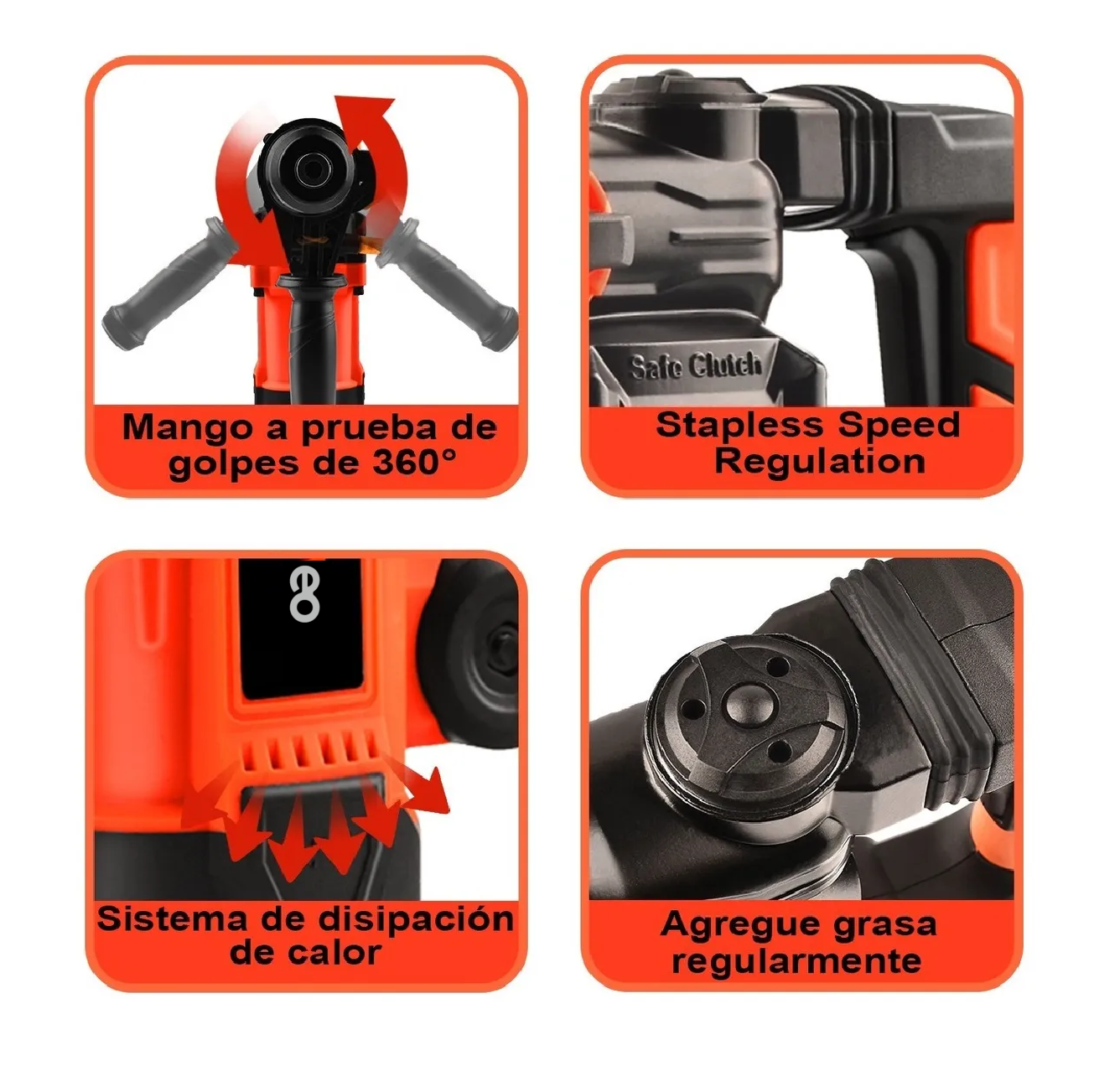 Foto 4 pulgar | Rotomartillo Perforador 1600w Eo Safe Imports Esi-1192-1 Naranja