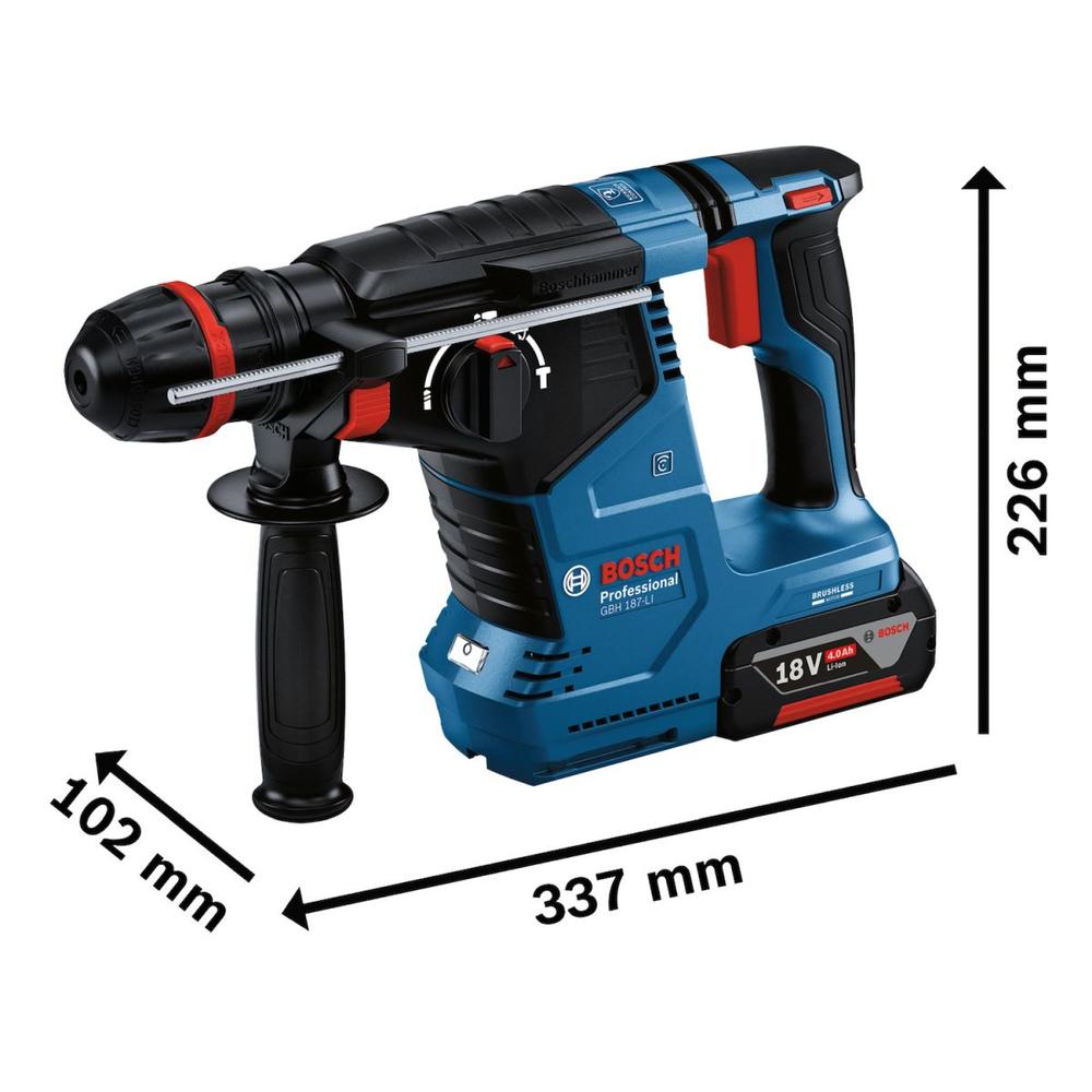 Foto 6 | Martillo Perforador Bosch Gbh 187-li 18v + 2 Baterías 4.0 Ah