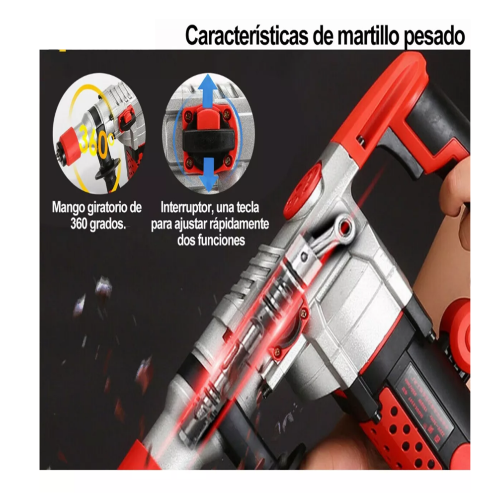 Foto 5 pulgar | Rotomartillo Cincelador Perforador Sds Industrial 2200w Rojo/plata Belug