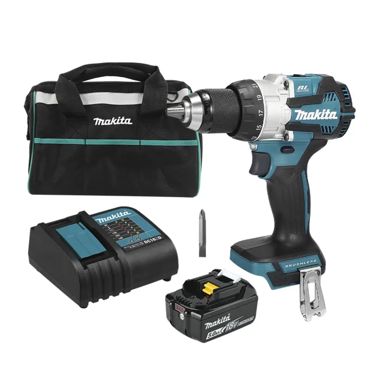 Foto 2 pulgar | Rotomartillo Atornillador Inalam 18v Makita Dhp489 + Batería