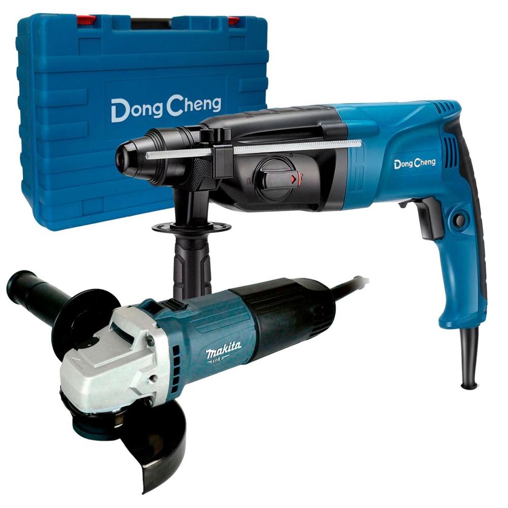 Foto 1 | Miniesmeril Makita 4 1/2'' + Rotomartillo SDS Plus Dong Cheng