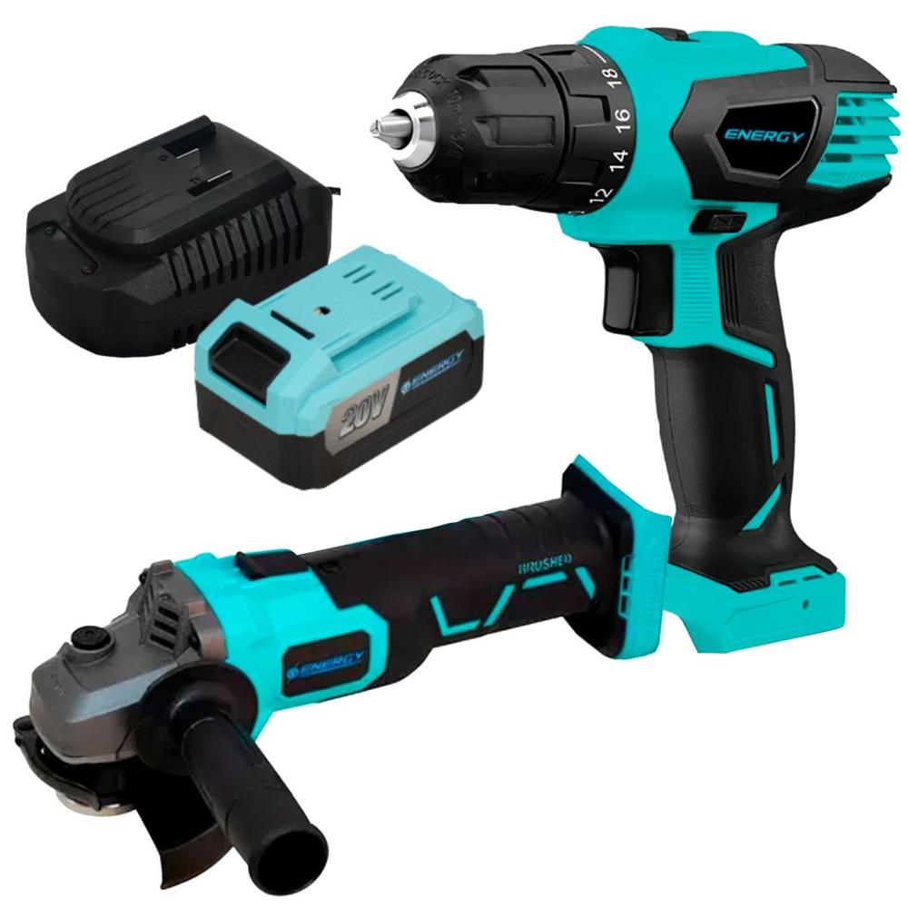 Foto 2 pulgar | Kit Taladro Energy + Esmeril Pa20c1 3/8' 4-1/2' 20v 1300 Rpm