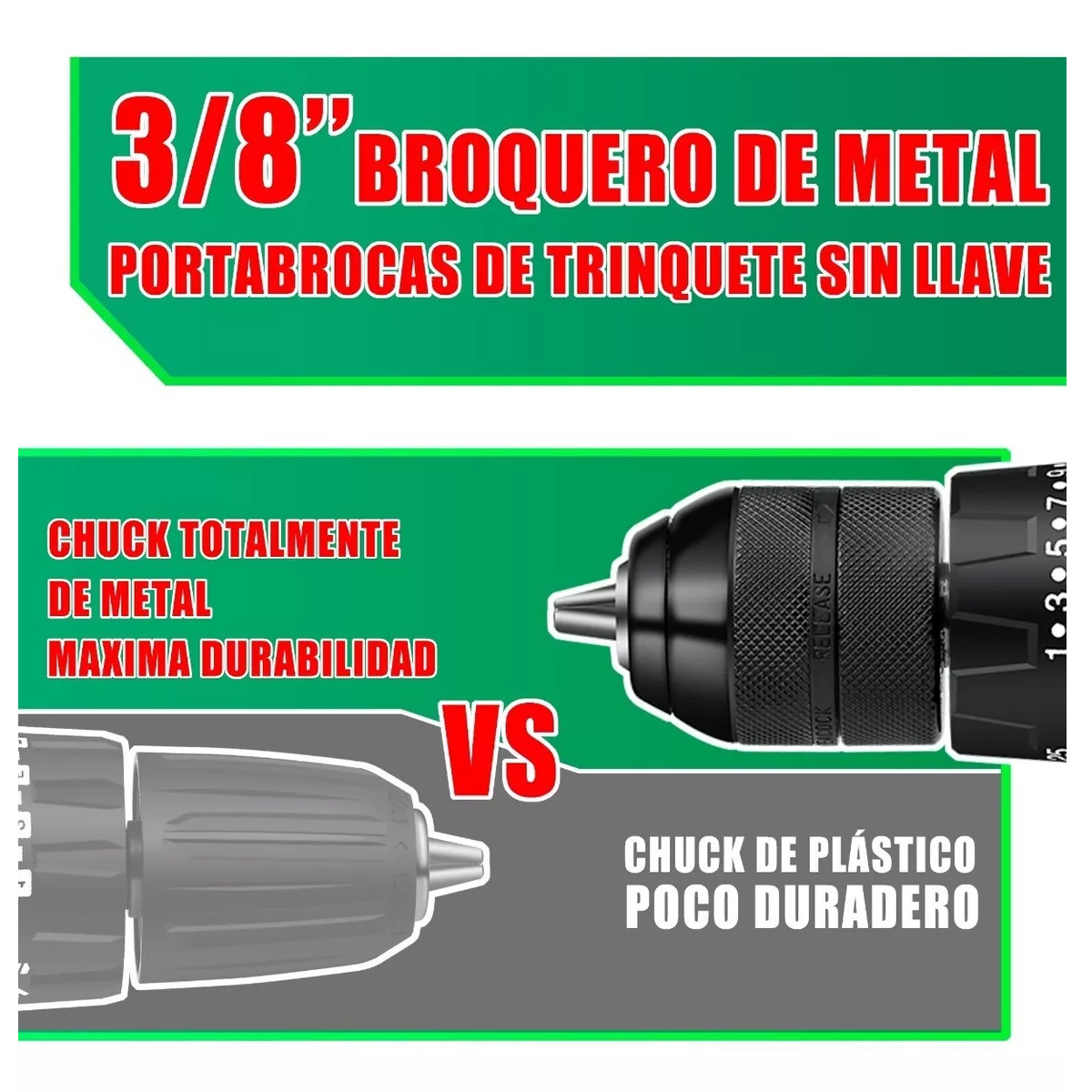 Foto 4 pulgar | Kit Taladro Rotomartillo Sin Carbones Inalámbrico Eo Safe Imports Esi-5398-1 Verde