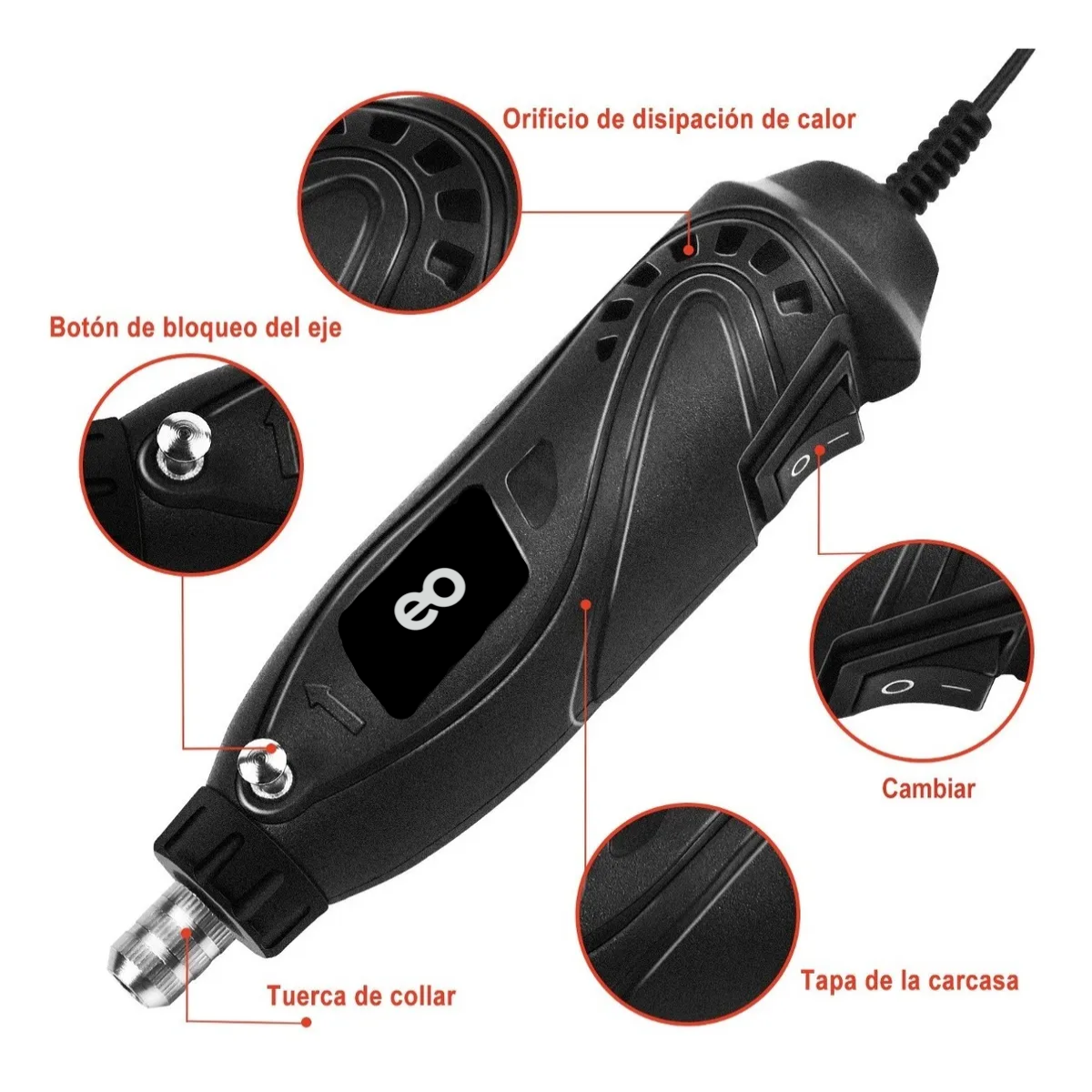 Foto 4 pulgar | Mini Taladro de Pulido Mototool 115 Piezas Eo Safe Imports Esi-3085-1 Negro