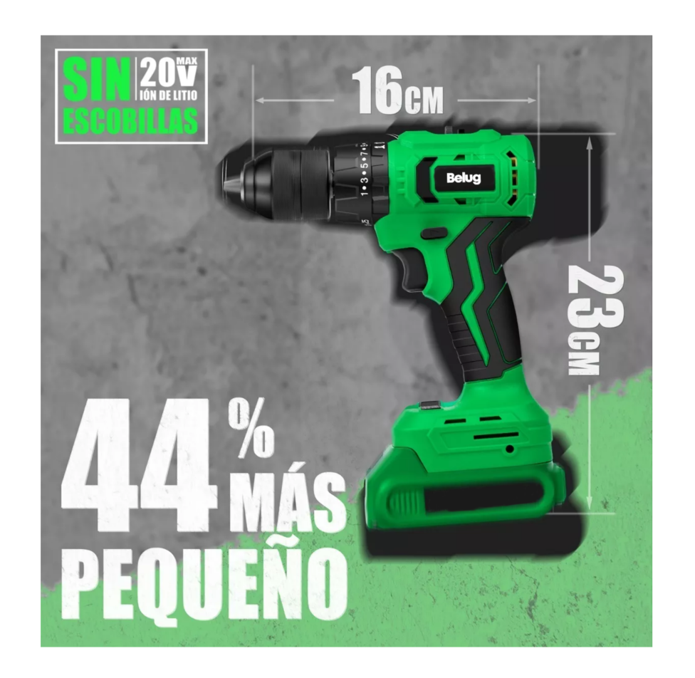 Foto 5 pulgar | Taladro Rotomartillo Sin Carbones Inalámbrico 20v 2baterías Verde Belug