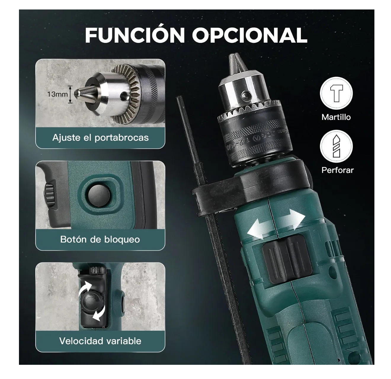 Foto 4 pulgar | Taladro Rotomartillo 1/2 Profesional 650w Eo Safe Imports Esi-2803-1 Verde