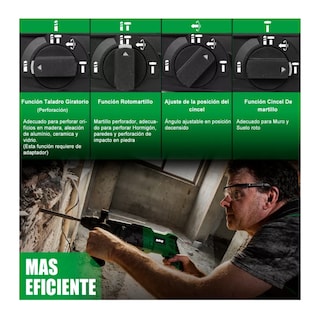 Foto 4 | Rotomartillo Perforador Cincelador Rh2600 Verde Belug