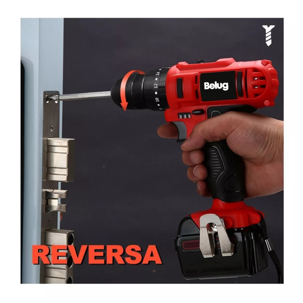 Foto 4 pulgar | Taladro Percutor Atornillador Inalámbrico De 10mm 5816-1 21v Belug Rojo