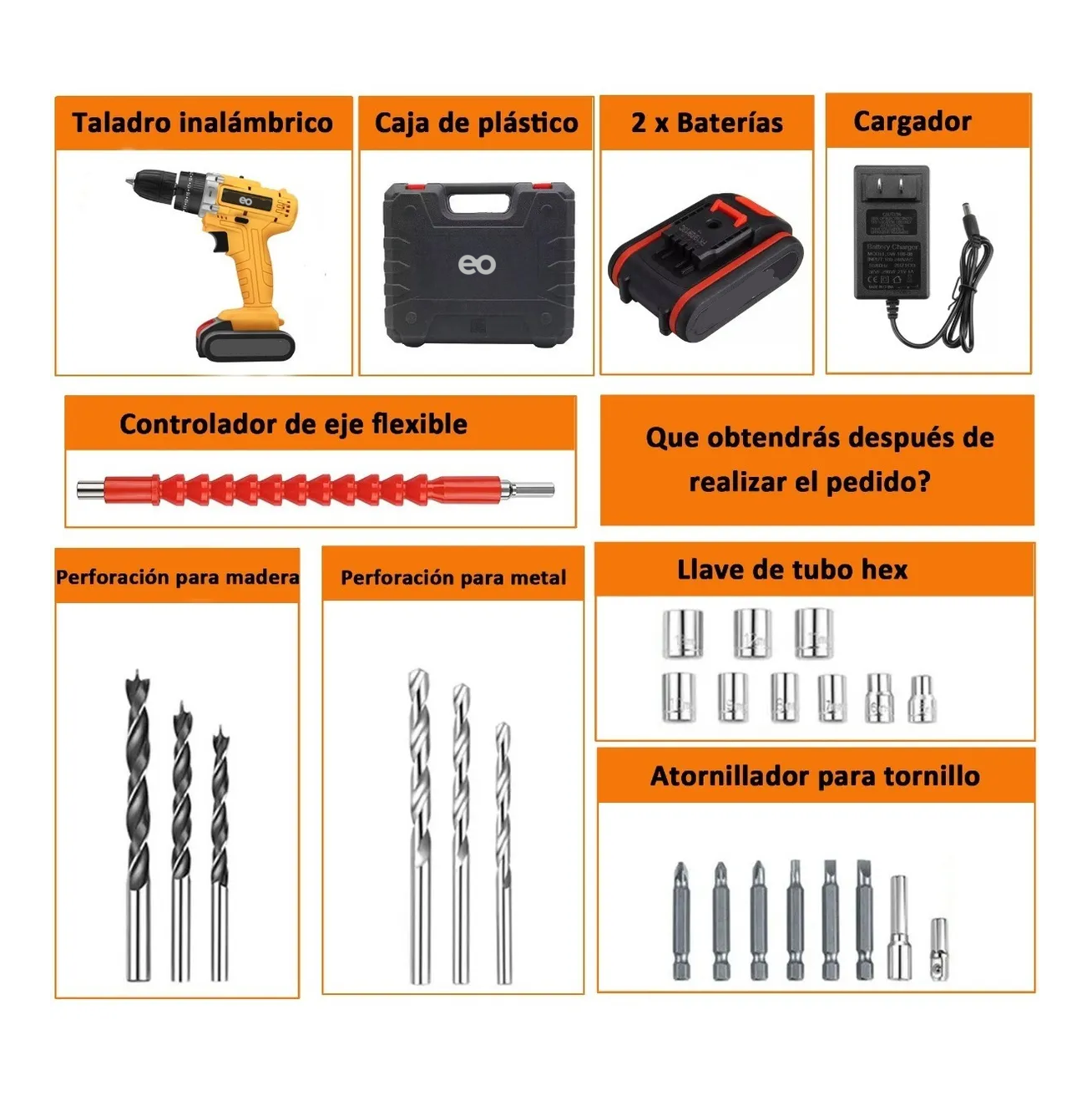 Foto 4 pulgar | Taladro Atornillador De Impacto Inalámbrico Eo Safe Imports Esi-2742-1 Amarillo