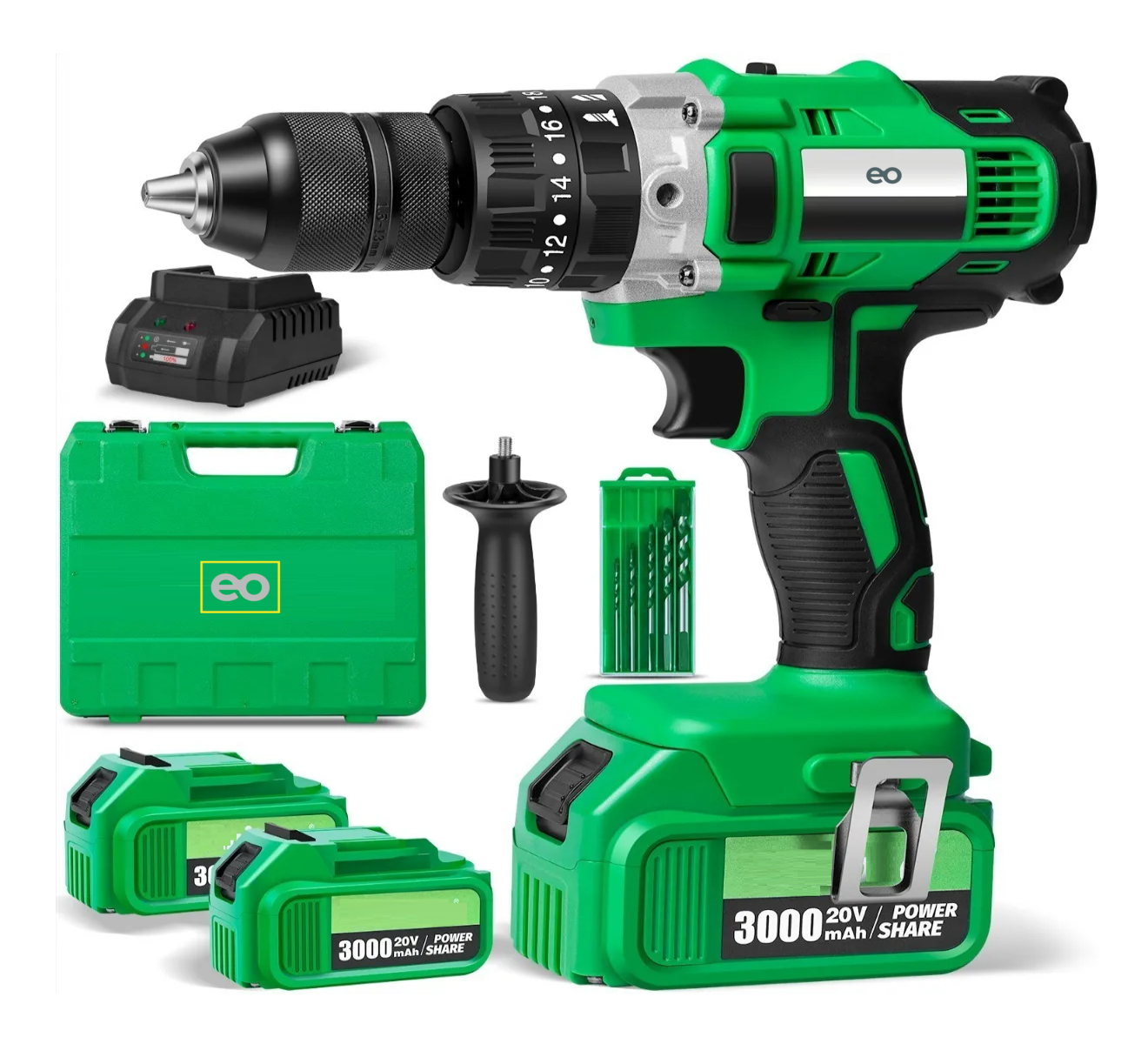 Taladro Rotomartillo 1/2'' Con Estuche Eo Safe Imports Eo-1509-1  Color Verde