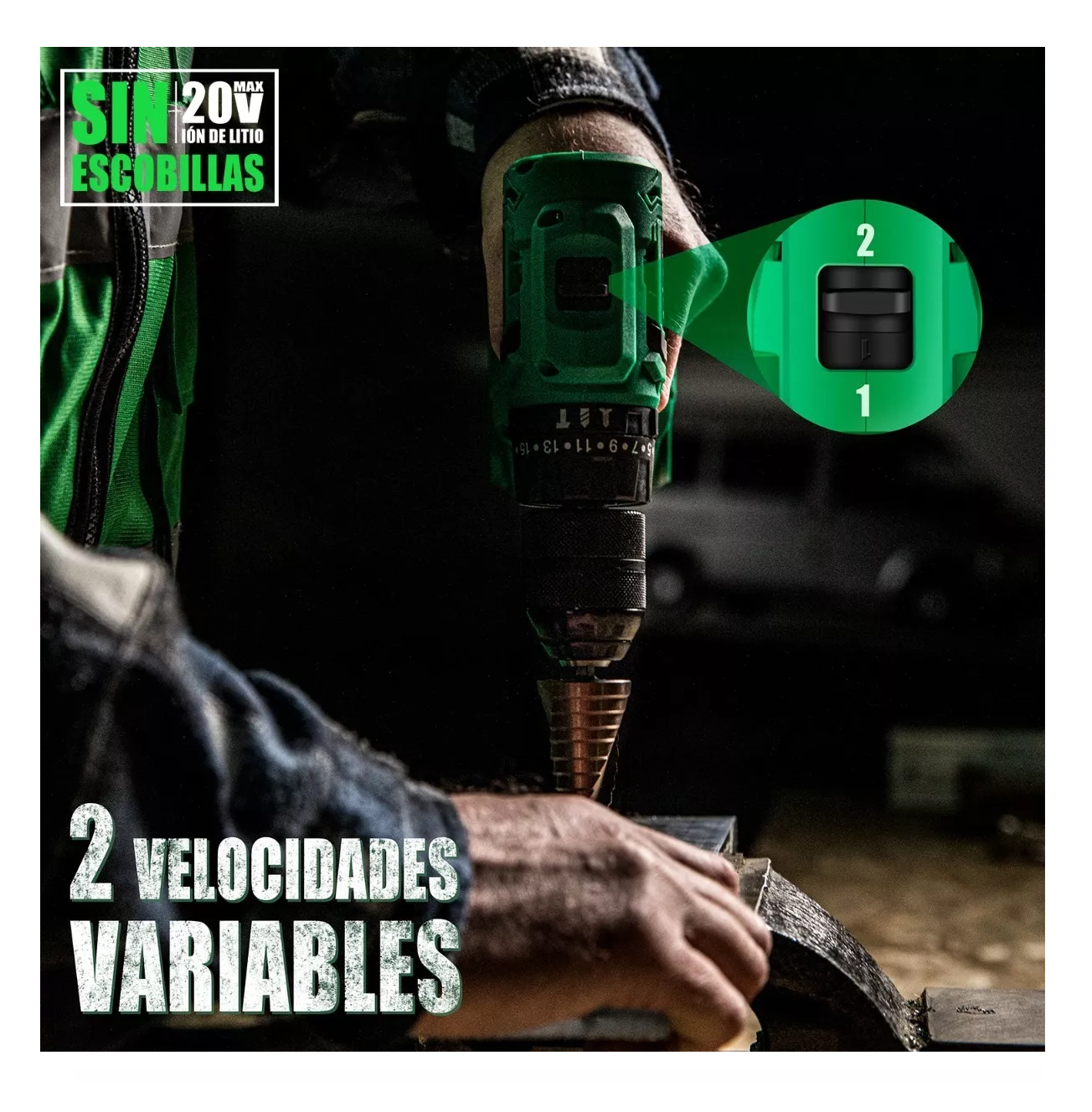 Foto 5 pulgar | Taladro Rotomartillo Sin Carbones Inalámbrico 20v Con 2 Baterías Verde