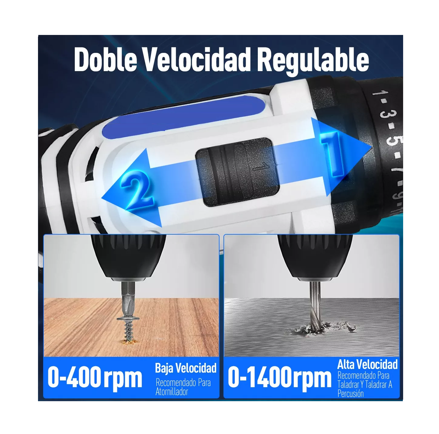 Foto 4 pulgar | Taladro Eléctrico Destornillador Inalámbrico 1500rpm 21v Belug Negro/blanco