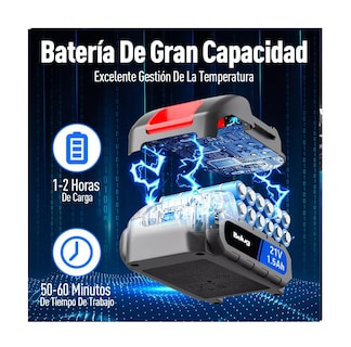 Foto 5 | Taladro Eléctrico Destornillador Inalámbrico 1500rpm 21v Belug Negro/blanco