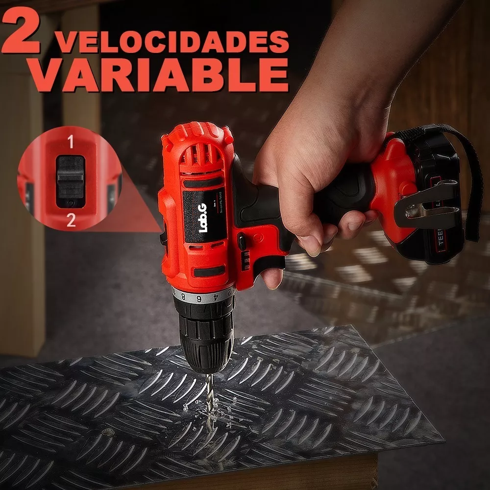 Foto 2 | Taladro Atornillador Inalámbrico Lab.g Con Accesorios 60hz Negro Con Rojo