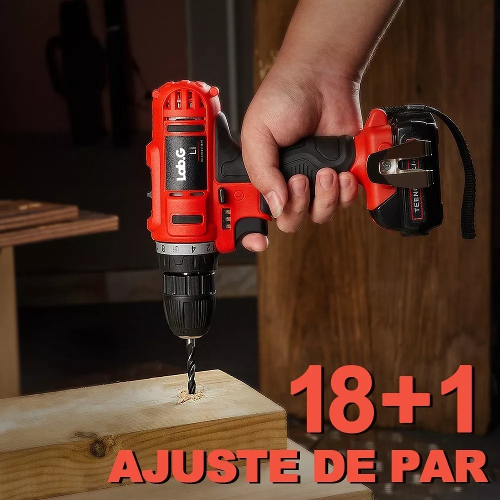 Foto 4 pulgar | Taladro Atornillador Inalámbrico Lab.g Con Accesorios 60hz Negro Con Rojo